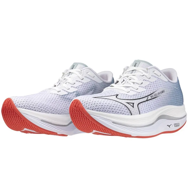 Mizuno Women's Wave Rebellion Flash 2 Running Shoes White/Black/Grey Mist-2